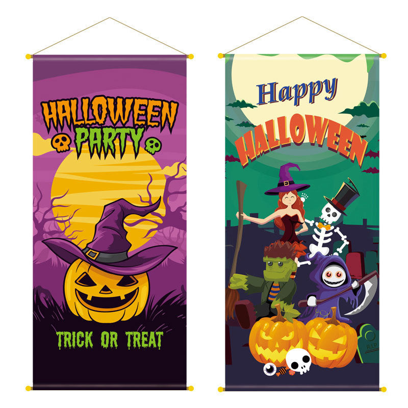 Wholesale Halloween New Bar Restaurant Wall Cloth Poster Hanging Banner Decorative Pendant